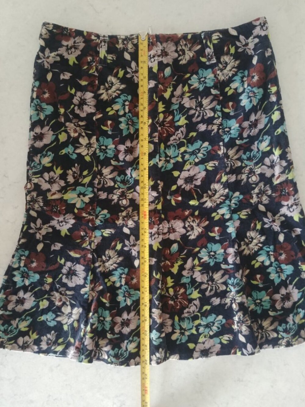 Vintage United Colors of Benetton corduroy flower trumpet skirt approx Medium - Picture 14 of 14